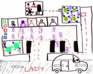 Il carcere disegnato da Lady, 9 anni, col suo percorso per andare a trovare il papà detenuto